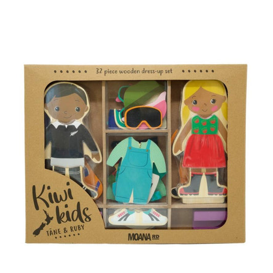 Kiwi Kids Dress Up | Tāne & Ruby Wooden Dress-Up Set available at Bear & Moo