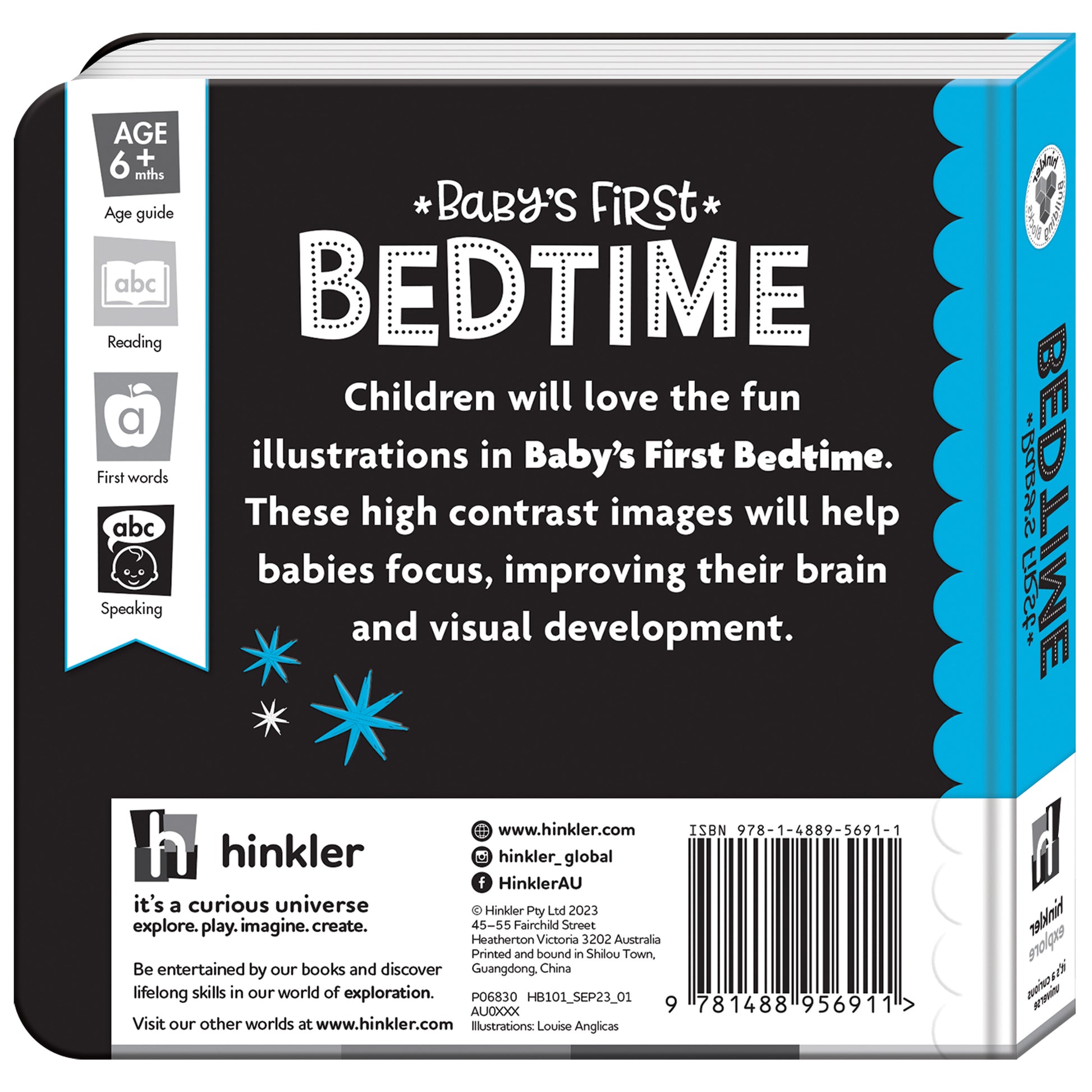 Hinkler Baby’s First High Contrast Neon Board Book | Bedtime | available at Bear & Moo