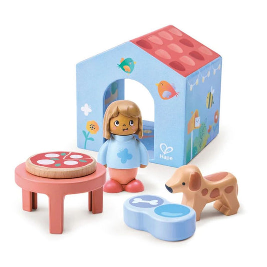 Hape Land | The Tiny House Board Book & Wooden Toy Set available at Bear & Moo