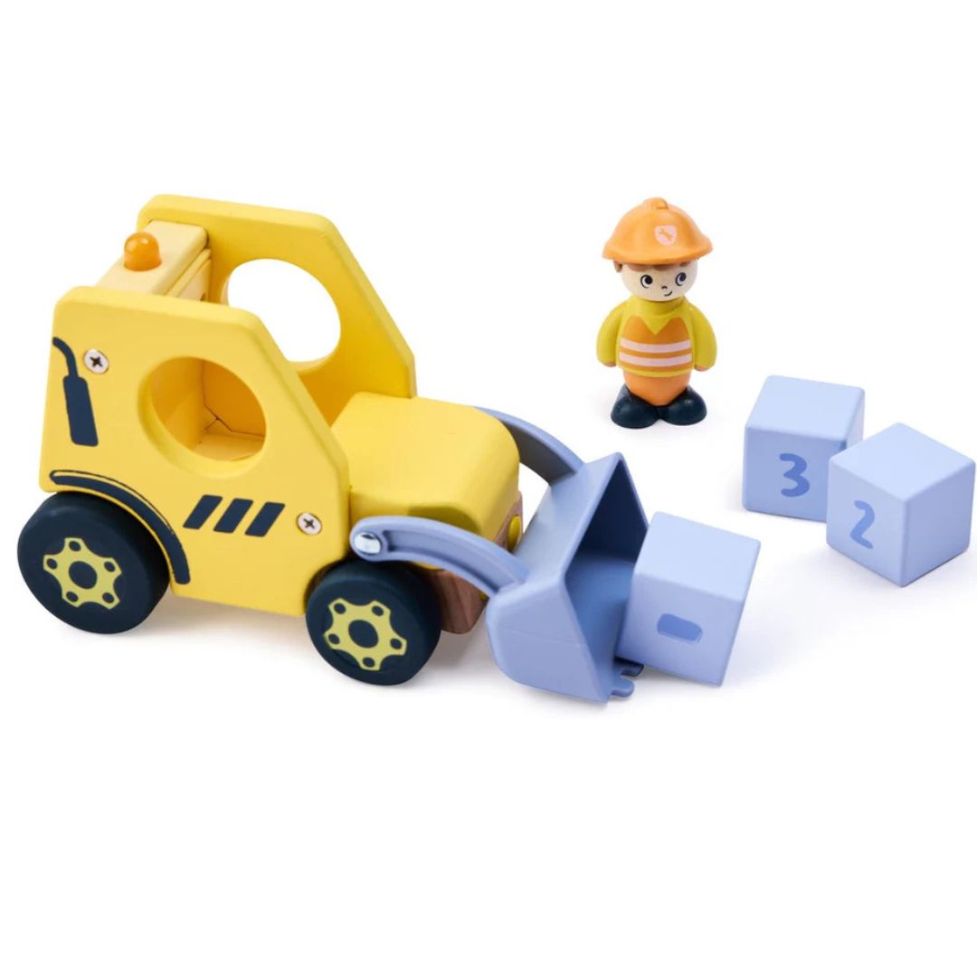 Hape Land | The Buzzing Bulldozer Board Book & Wooden Toys available at Bear & Moo