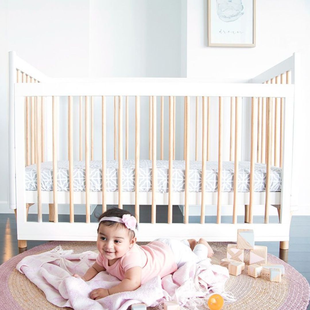 Babyhood Riya Cot 5 in 1 | White/Beech available at Bear & Moo