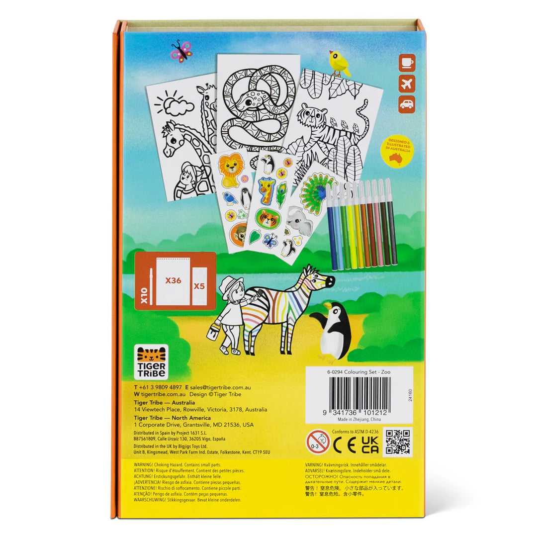 Tiger Tribe Colouring Set - Zoo available at Bear & Moo