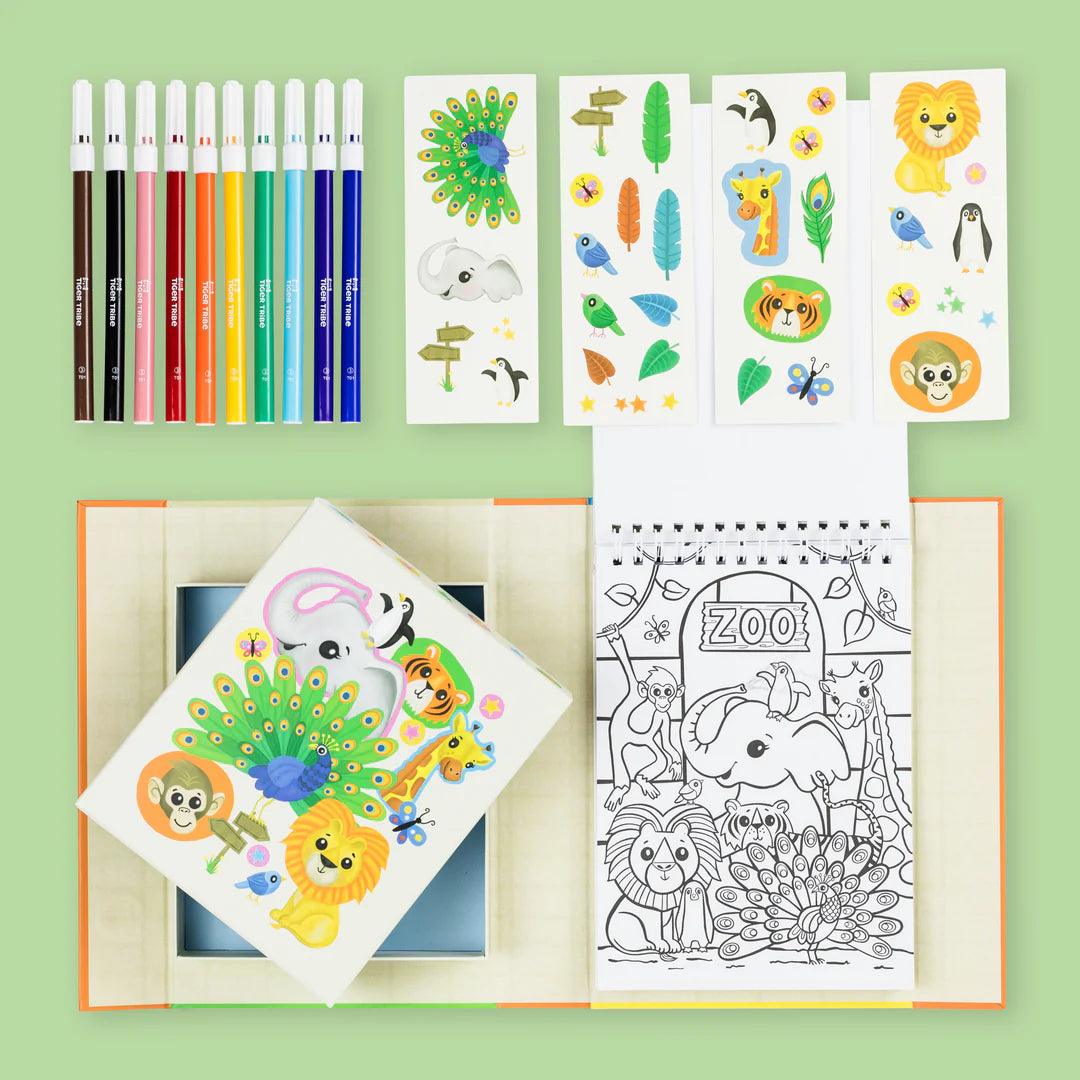 Tiger Tribe Colouring Set - Zoo available at Bear & Moo