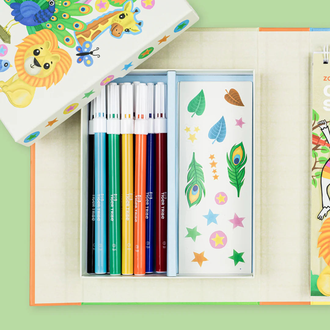 Tiger Tribe Colouring Set - Zoo available at Bear & Moo