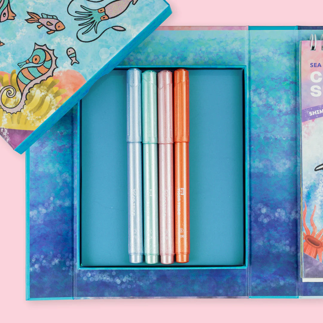 Tiger Tribe Shimmer Colouring Set | Sea Life available at Bear & Moo