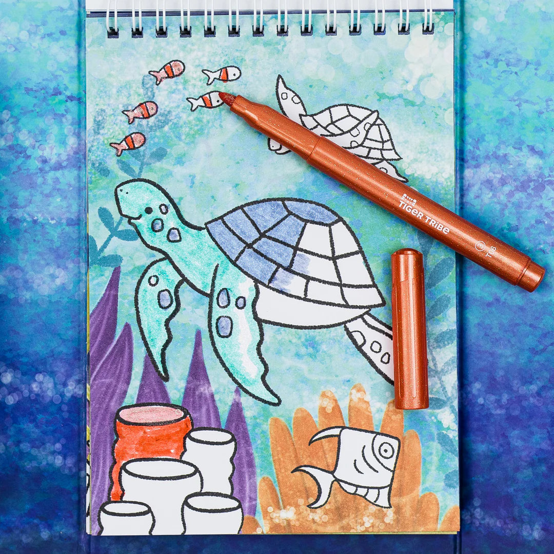 Tiger Tribe Shimmer Colouring Set | Sea Life available at Bear & Moo