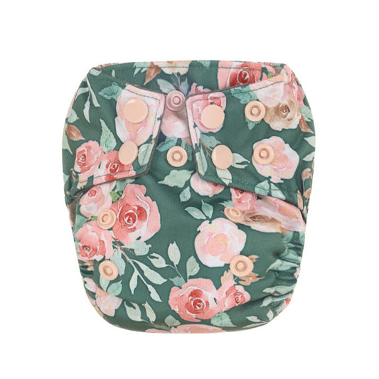 Bear & Moo Reusable Bamboo Charcoal and Microfibre Newborn Nappy in Autumn Rose