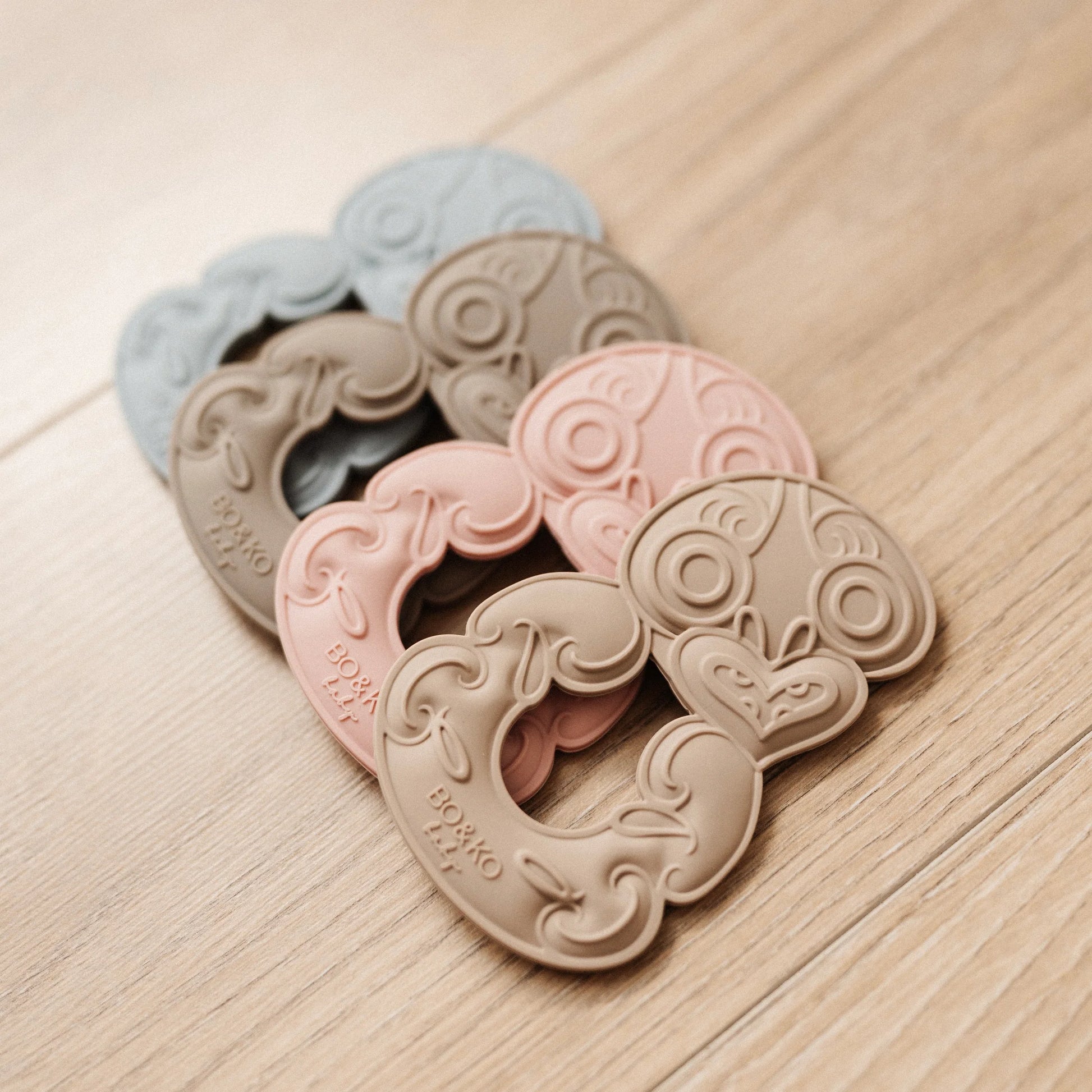 BO & KO Baby Tiki Teether in Latte available at Bear & Moo | Silicone Teether