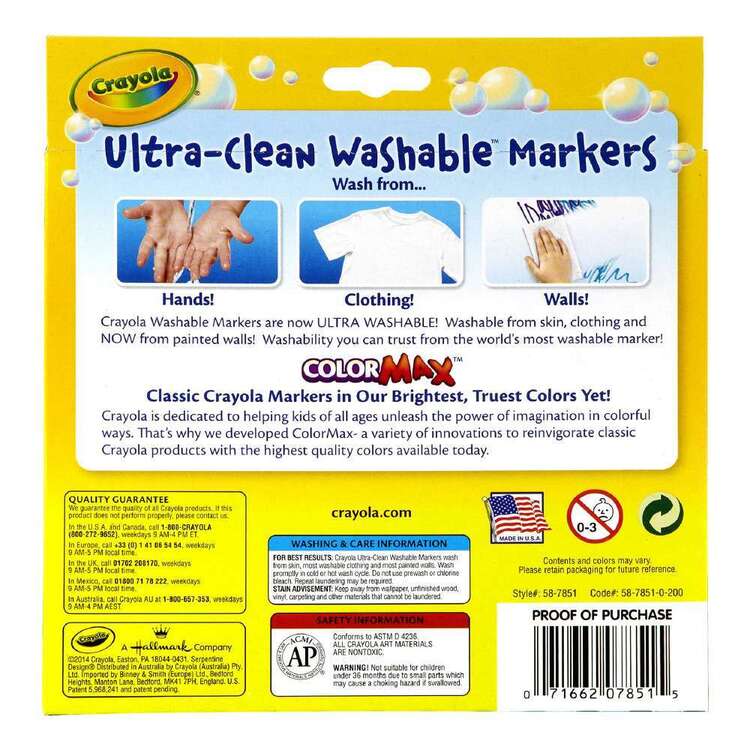 Crayola Ultra-Clean Washable Markers 10 Pack available at Bear & Moo