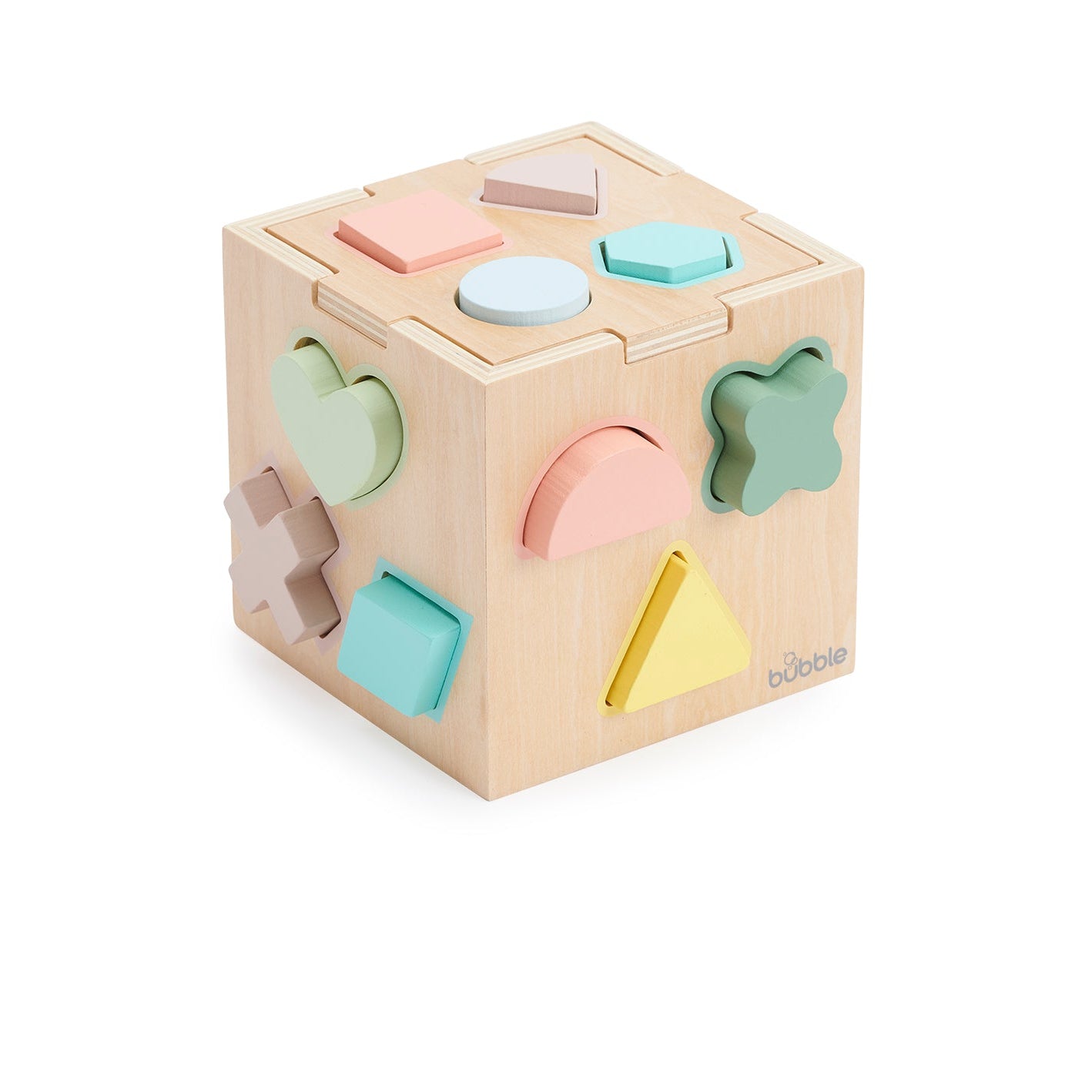 Bubble Wooden Shape Sorting Cube available at Bear & Moo