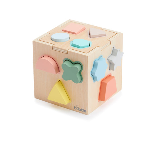 Bubble Wooden Shape Sorting Cube available at Bear & Moo