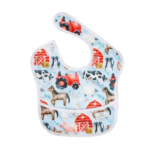 Bear & Moo Classic Bib | Waterproof Reusable Bib | Barnyard print