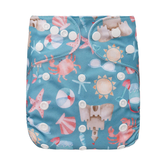 Bear & Moo One Size Fits Most Reusable Cloth Nappy in Beach Adventures