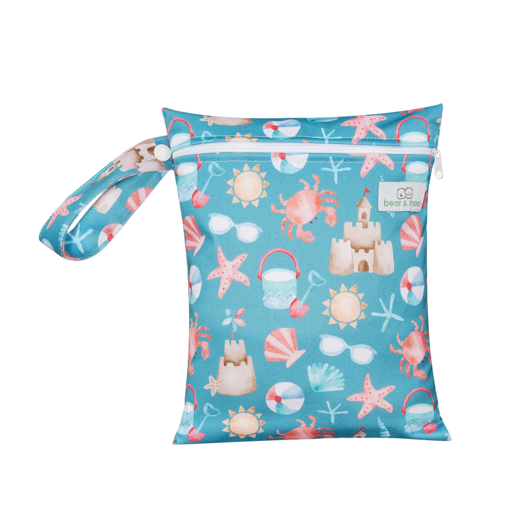 Bear & Moo Medium Wet Bag | Reusable Nappy Bag in Beach Adventures