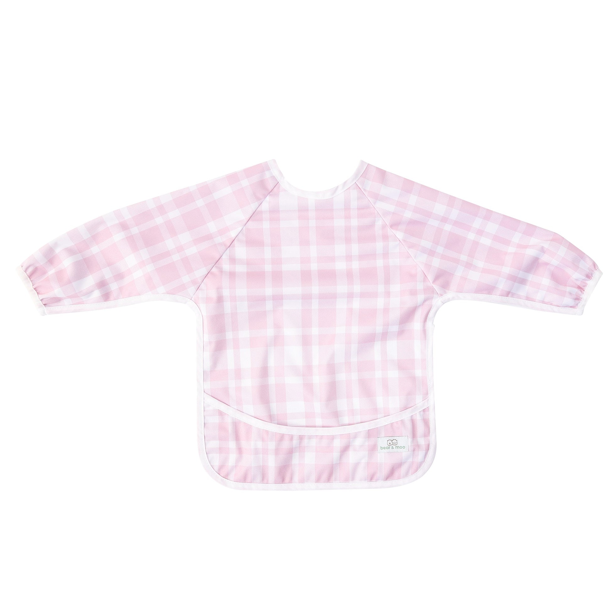 Bear & Moo Sleeved Bib | Blush Gingham