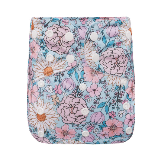 Large Reusable Cloth Nappy by Bear & Moo in Boho Floral print