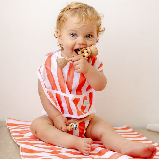 Classic Bib | Coral Stripes