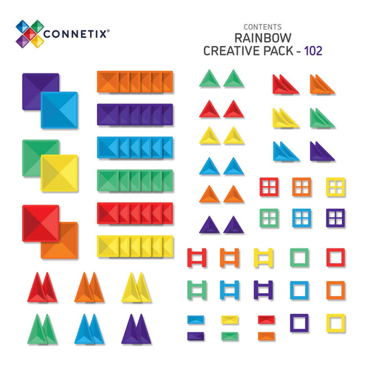 Connetix Tiles | 102 Piece Rainbow Creative Pack available at Bear & Moo