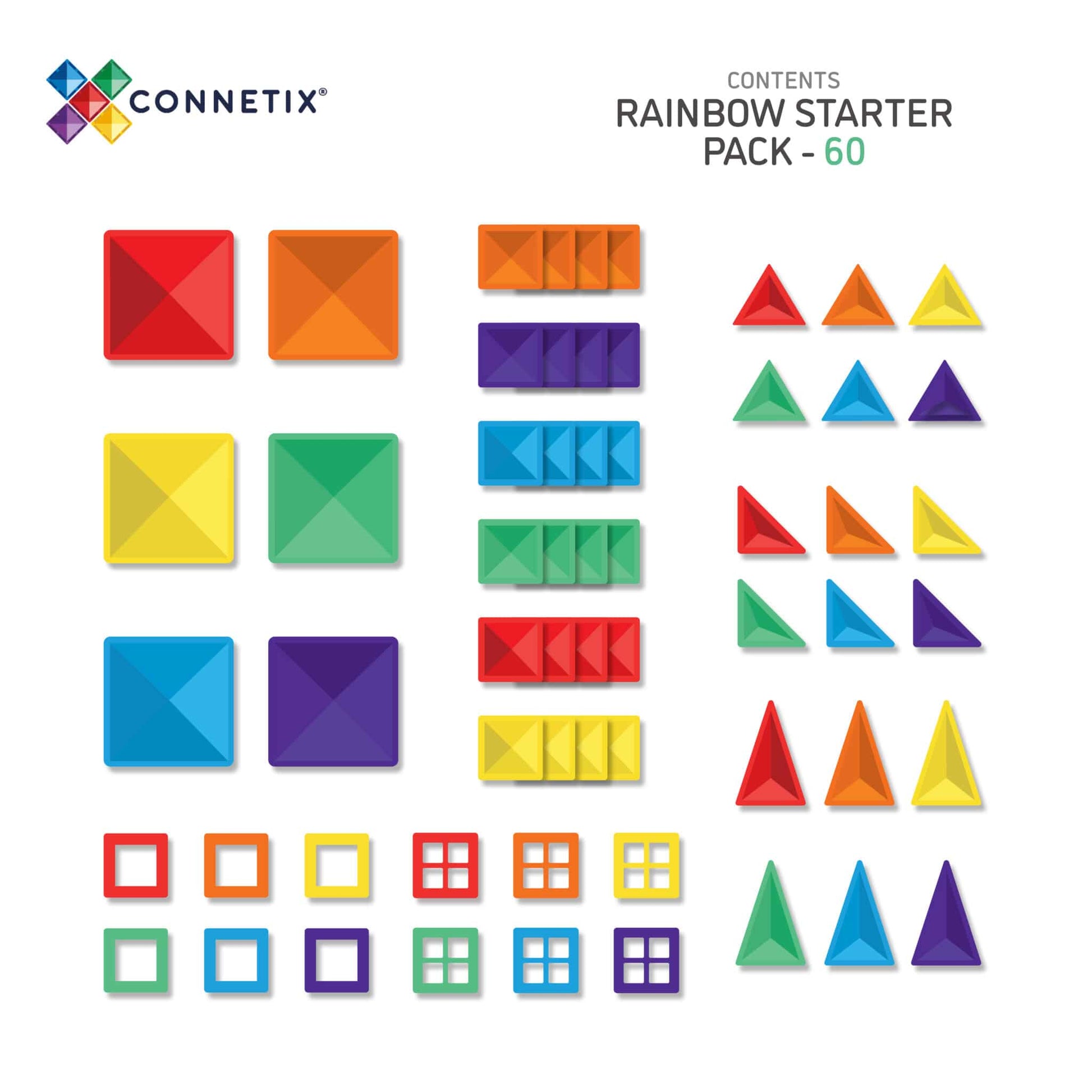 Connetix Tiles | 60 Piece Rainbow Starter Pack available at Bear & Moo