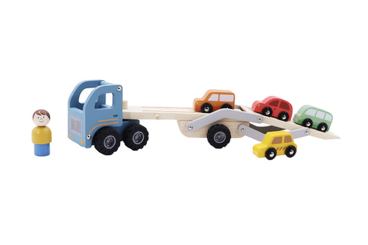 Wooden Car Transporter with 4 Cars