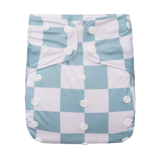 Large Reusable Cloth Nappy by Bear & Moo in Checkerboard print