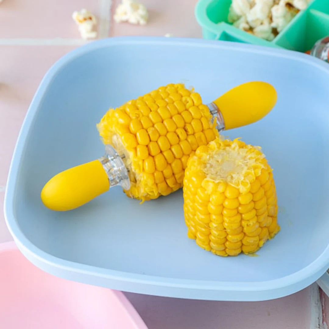 Little Giants Kids Store Corn Cob Forks in Green + Yellow available at Bear & Moo