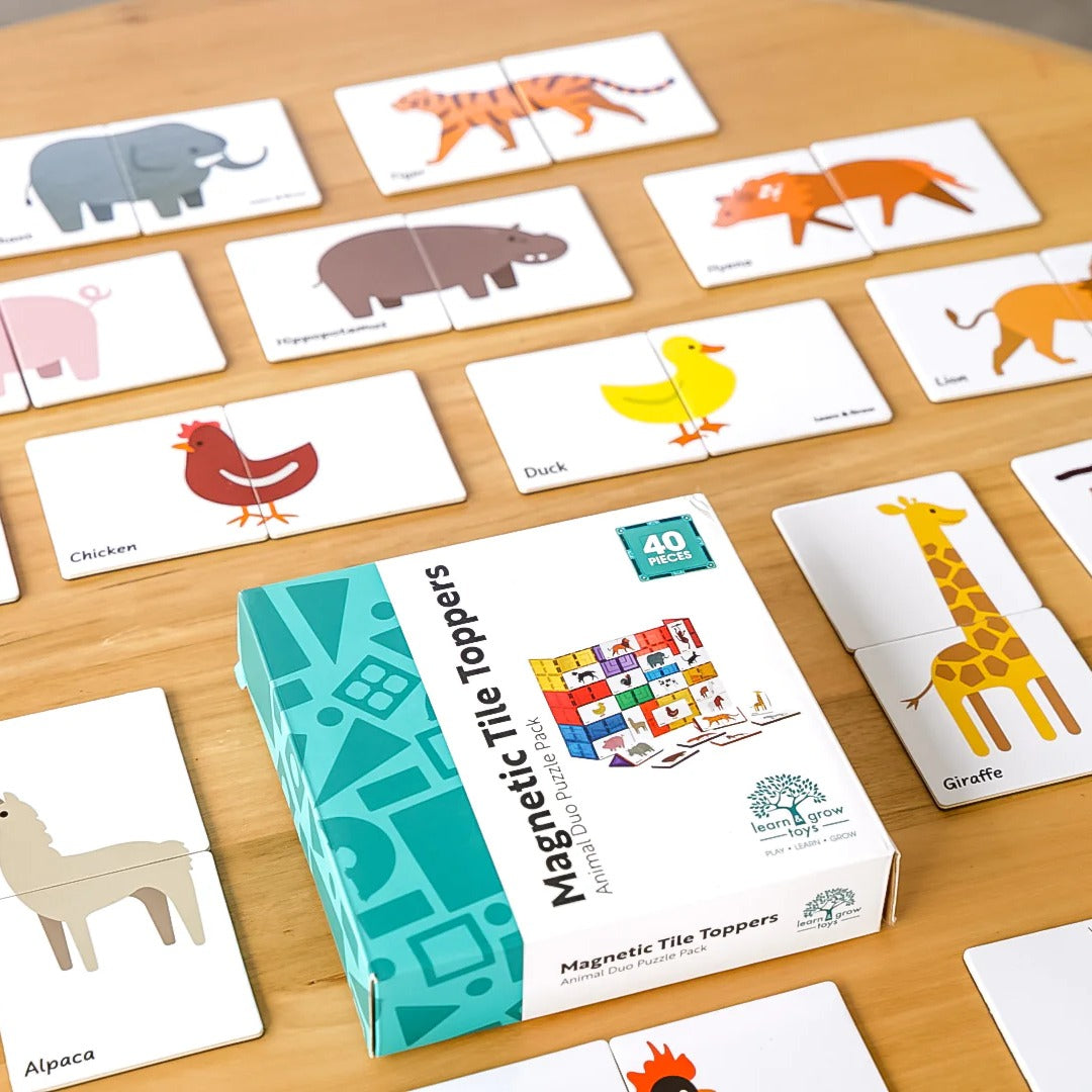 Learn & Grow Magnetic Tile Topper | Duo Animal Puzzle Pack available at Bear & Moo