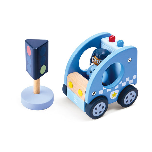 Hape Land | The Blaring Police Car board book & wooden toys available at Bear & Moo