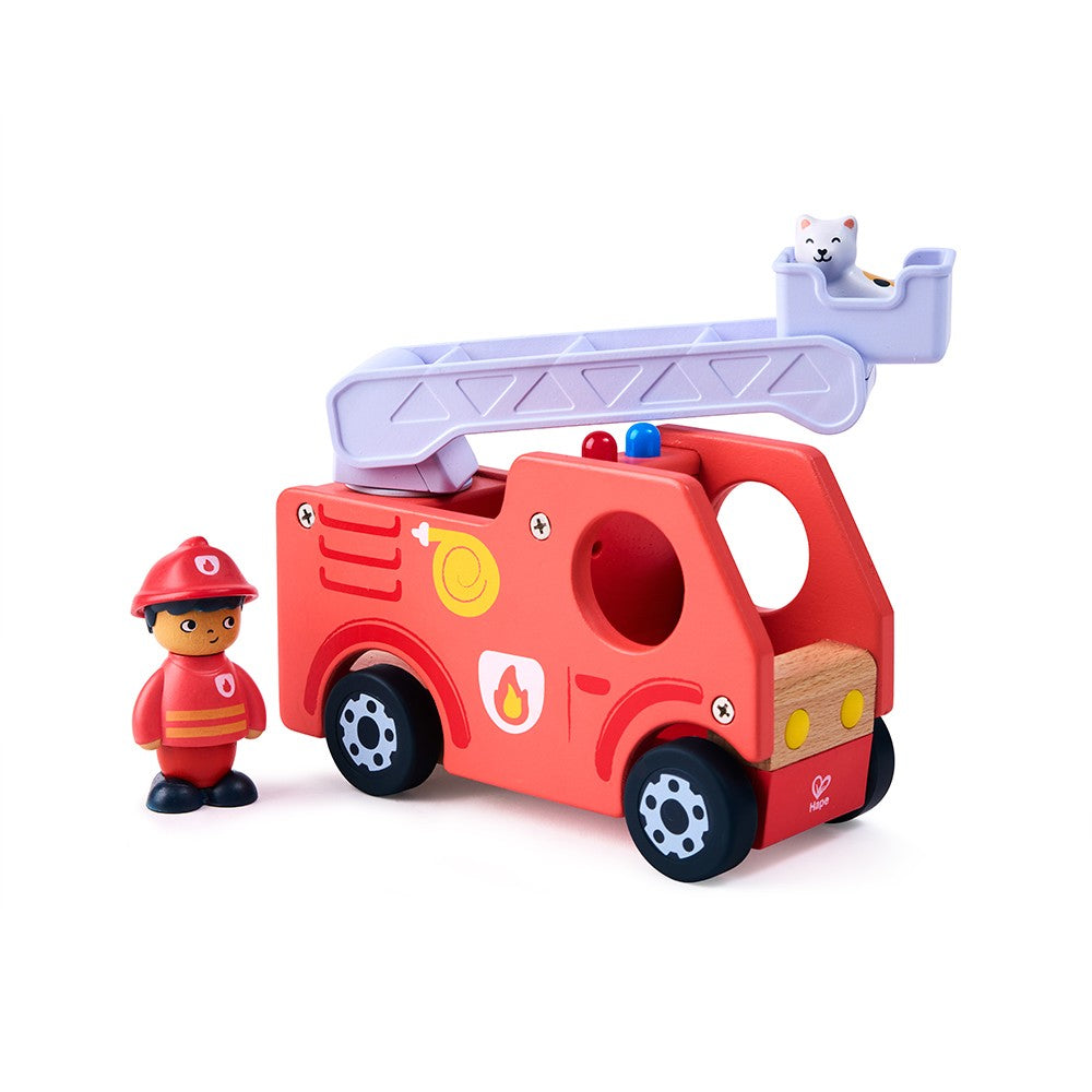 Hape Land | The Roaring Fire Truck Board Book & Wooden Fire Truck available at Bear & Moo