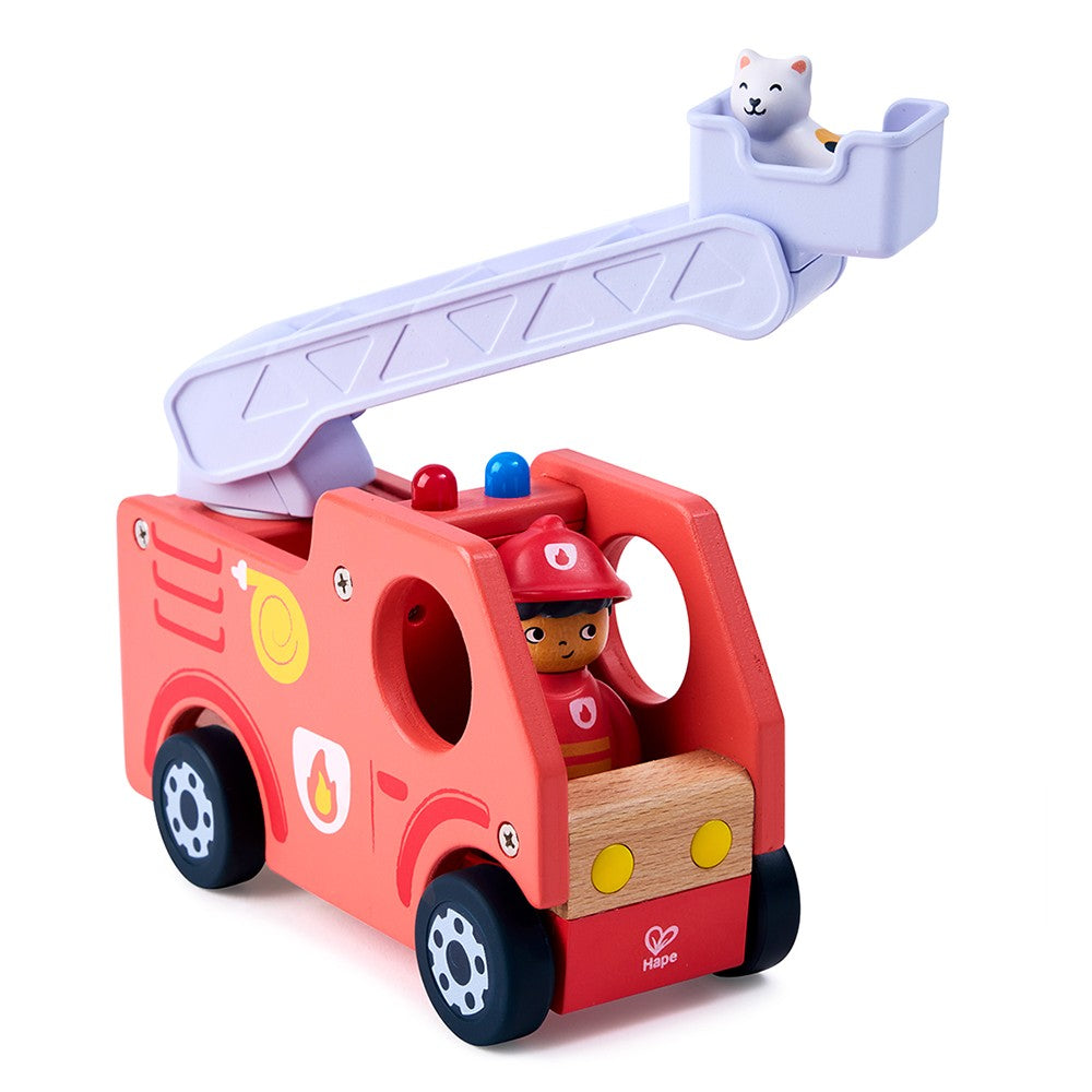 Hape Land | The Roaring Fire Truck Board Book & Wooden Fire Truck available at Bear & Moo