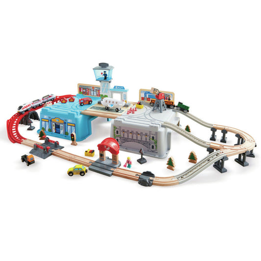 Hape Mega Metropolis Train Bucket Set available at Bear & Moo