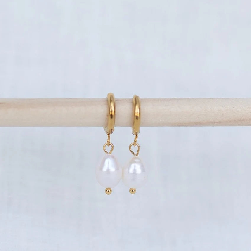 Katy B Jewellery Pearl Hoop Earrings available at Bear & Moo