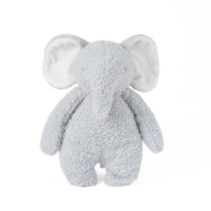 Plush elephant toy on a white background