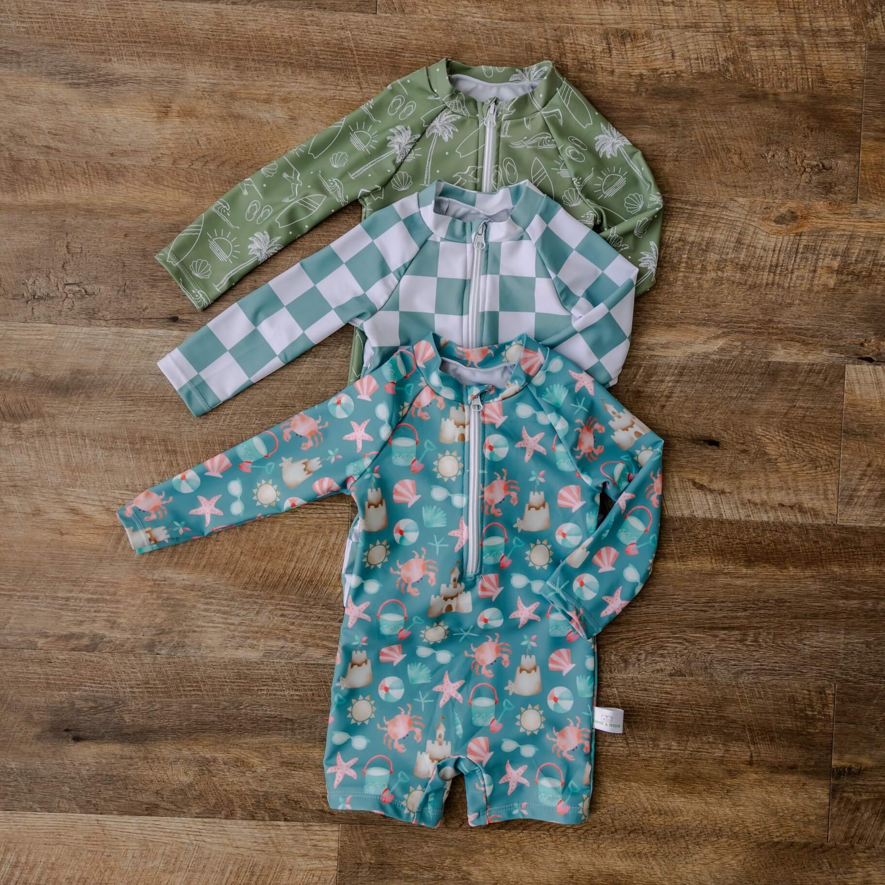 Bear & Moo Emerson Togs in Beach Adventures, Checkerboard & Island Vibes
