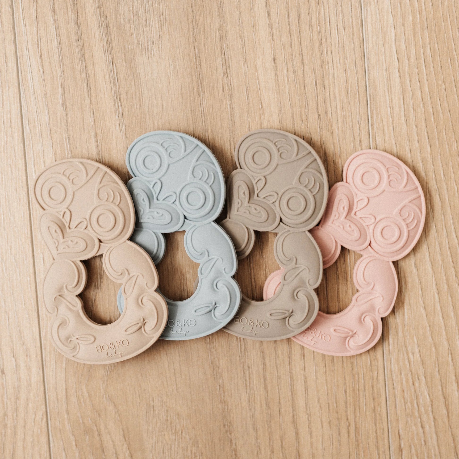 BO & KO Baby Tiki Teether in Latte available at Bear & Moo | Silicone Teether