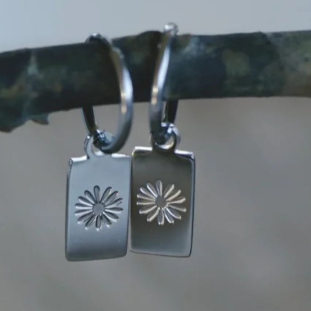 Katyb Jewellery - Daisy Hoop earrings in gold & silver available at Bear & Moo