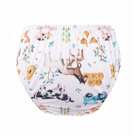 Bear & Moo Large Reusable Swim Nappy in Farm Fun print