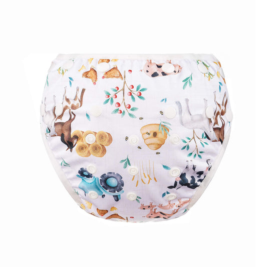 Bear & Moo Reusable Swim Nappy in Farm Fun print