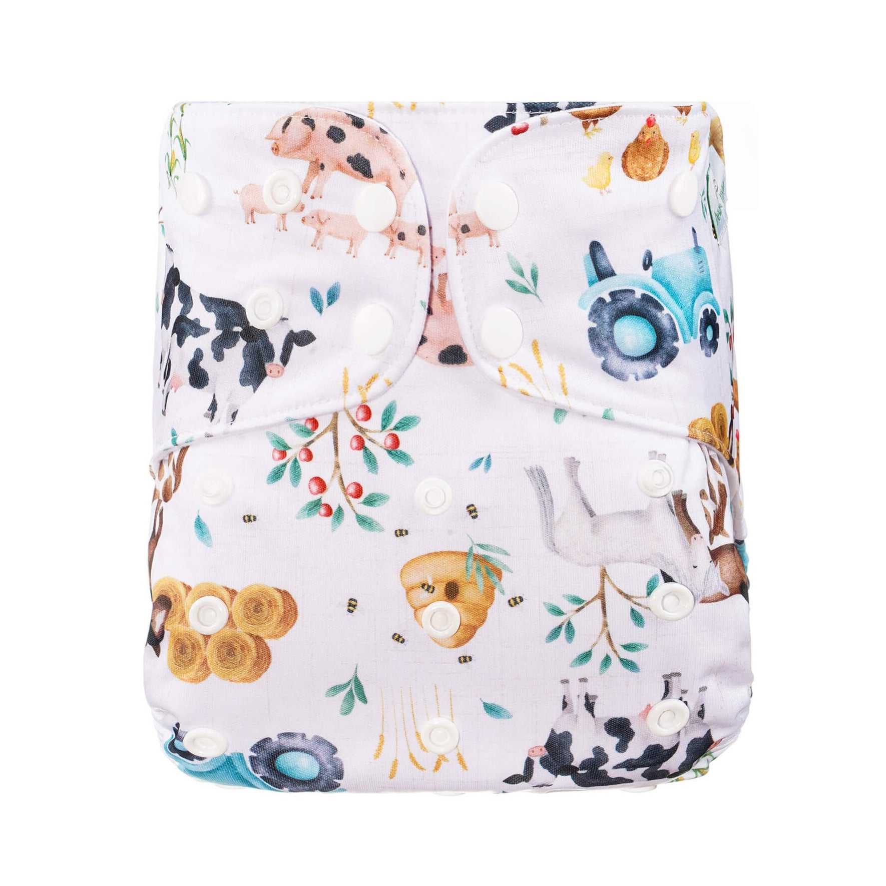 Bear & Moo Reusable Cloth Nappy in Farm Fun print