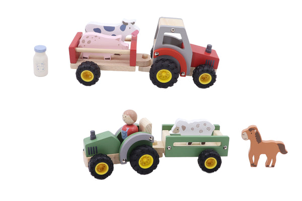 Wooden Tractor with Farm Animals
