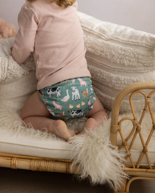 Farmyard Animals Cloth Nappy | Large