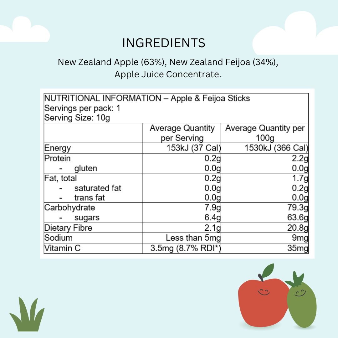 NaturKidz Fruit Crispz Apple & Feijoa Sticks available at Bear & Moo