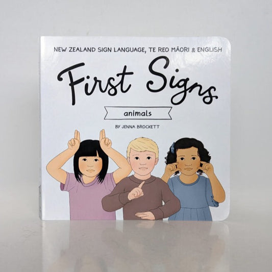 First Signs | Animals by Jenna Brockett New Zealand sign language for kids available at Bear & Moo