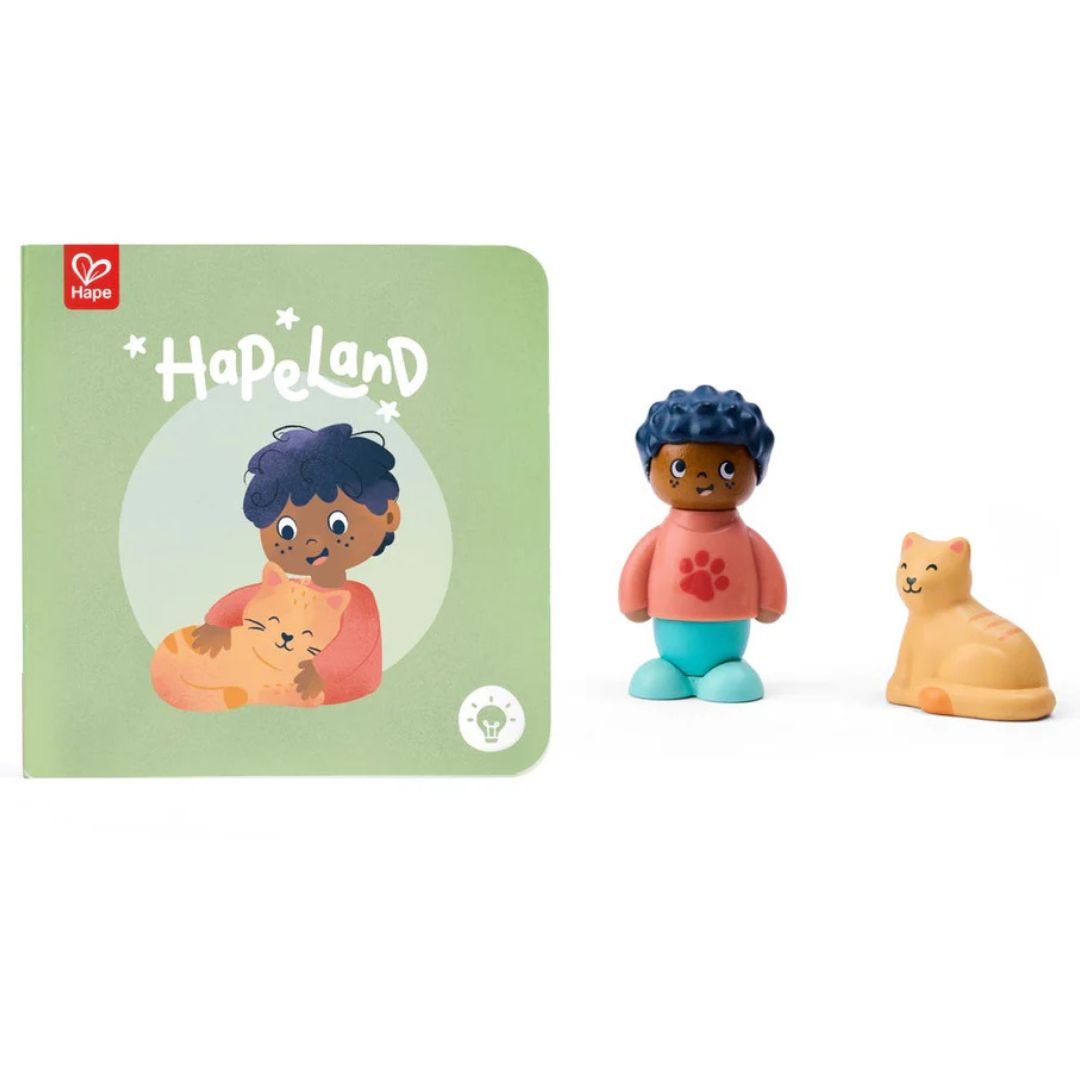 Hape Land | The Cat's Secret Board Book & Toy figurines available at Bear & Moo