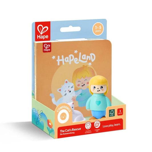 Hape Land | The Cat's Rescue Board Book & Toy figurines available at Bear & Moo