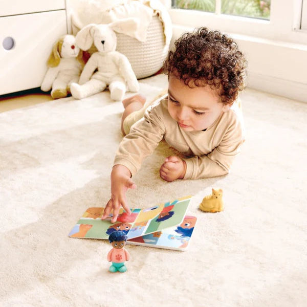 Hape Land | The Cat's Secret Board Book & Toy figurines available at Bear & Moo
