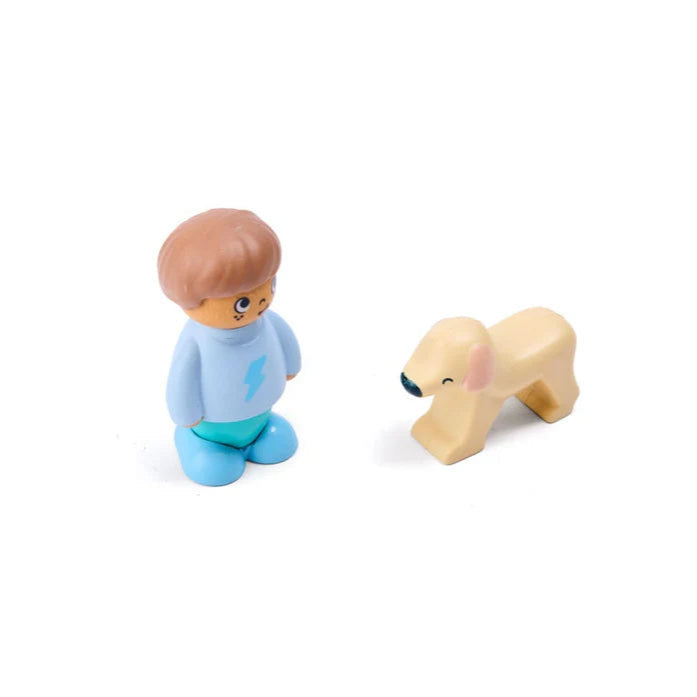Hape Land | The Dog's New Friend Board Book & Toy figurines available at Bear & Moo