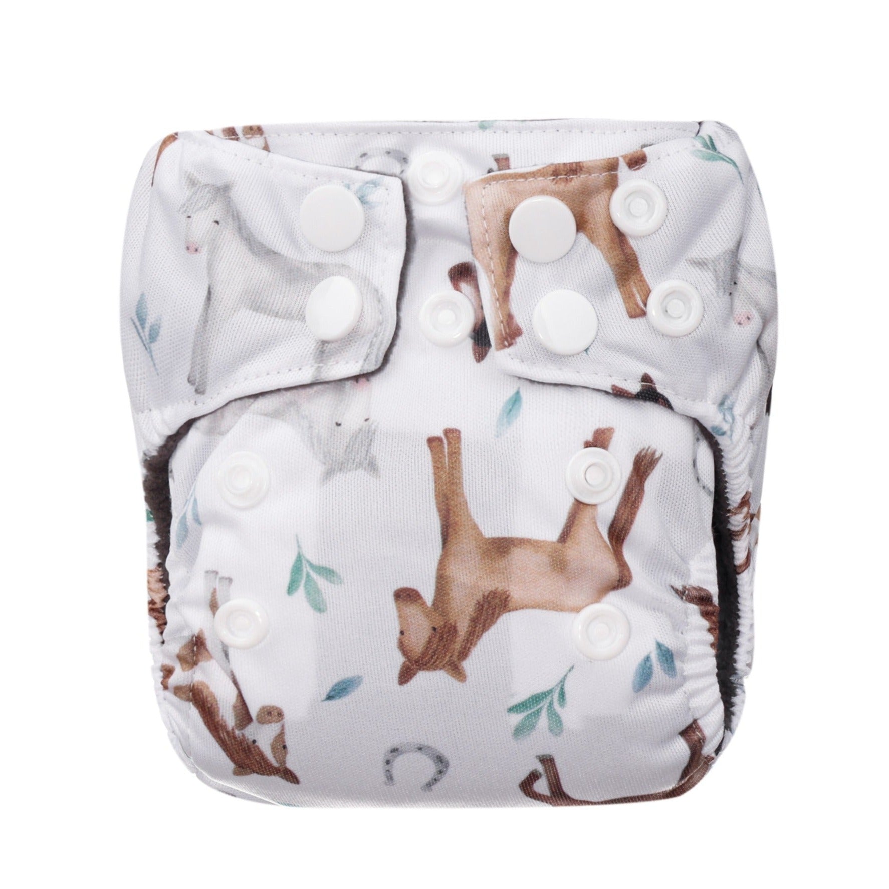 Bear & Moo Horses Reusable Cloth Newborn Nappy