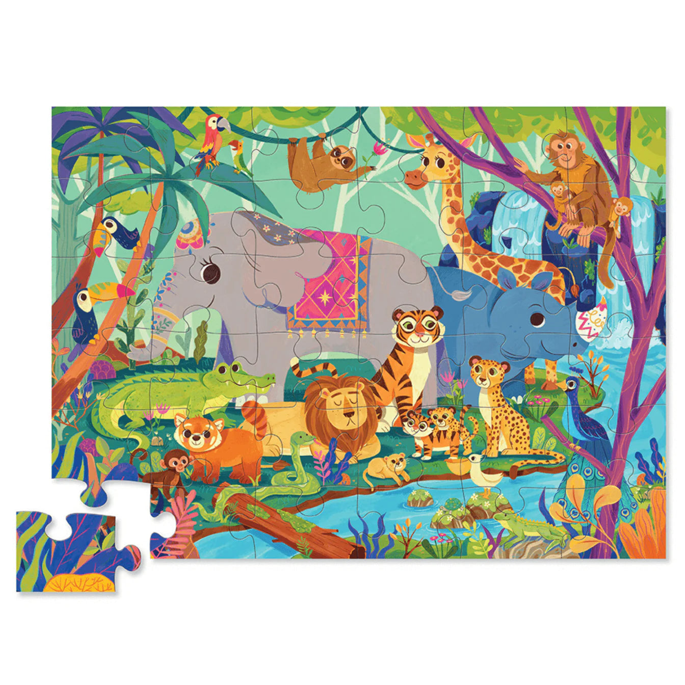 Crocodile Creek In the Jungle Floor Puzzle | 36 Pieces | Bear & Moo