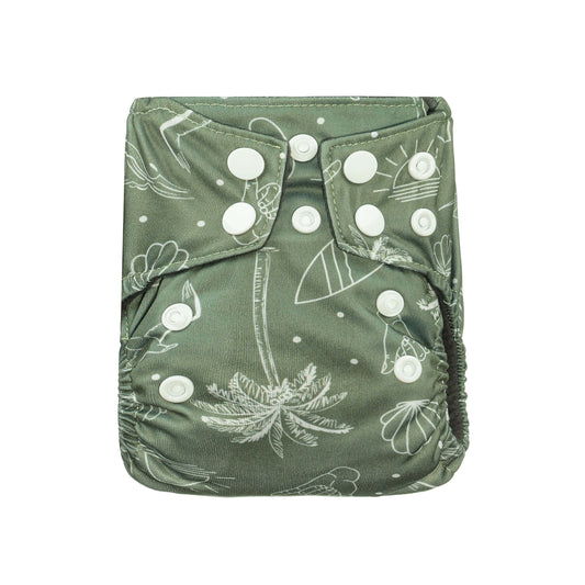 Bear & Moo Newborn Reusable Microfibre and Charcoal Bamboo Nappy in Island Paradise